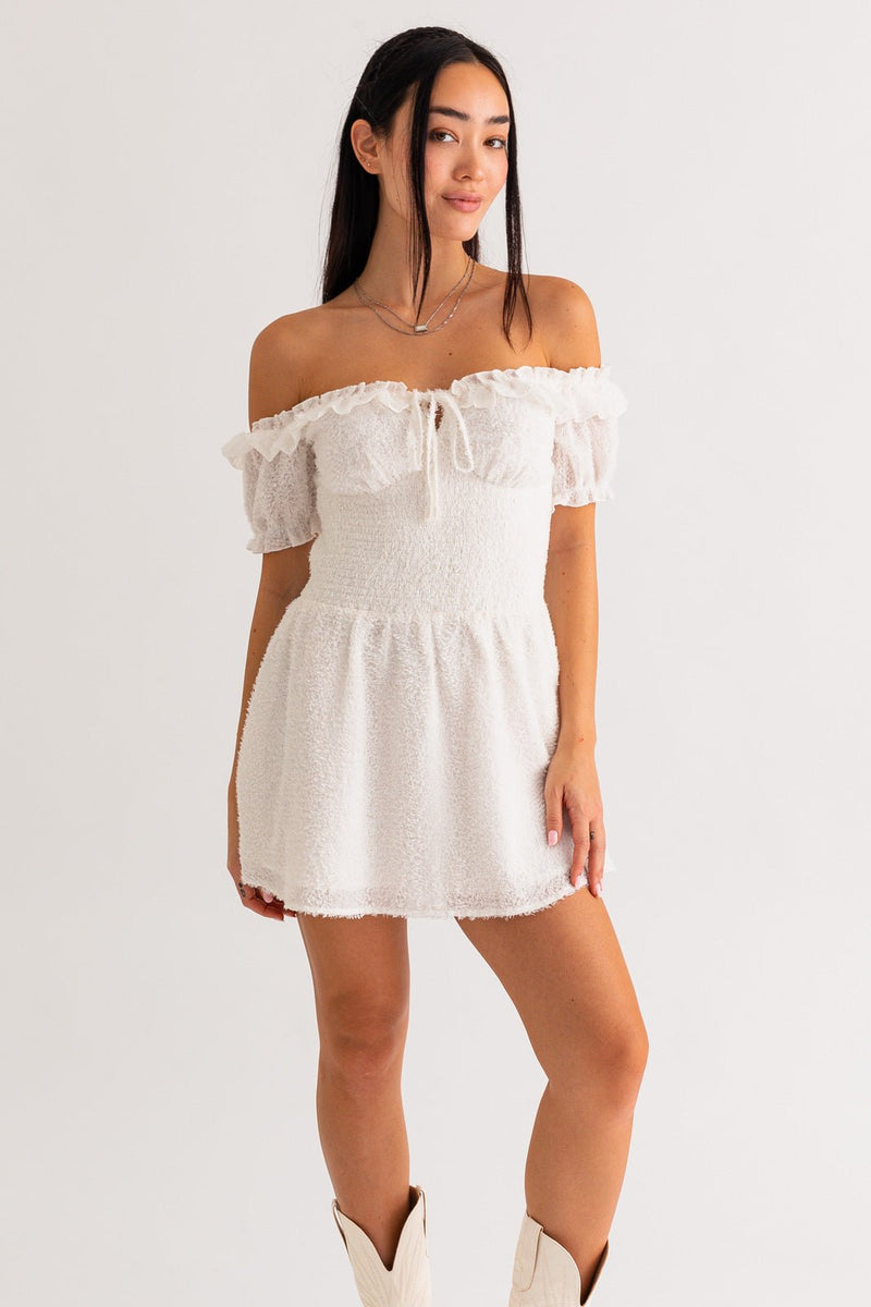 adoration off the shoulder mini dress Carolina off Shoulder Mini Dress