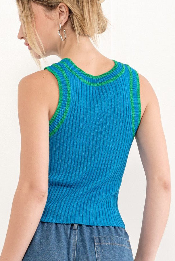 CORALIE CONTRAST RIB TANK - Soho Social
