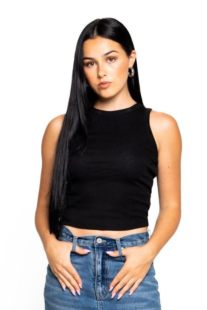 SERENITY HIGH NECK RIB TANK - Soho Social