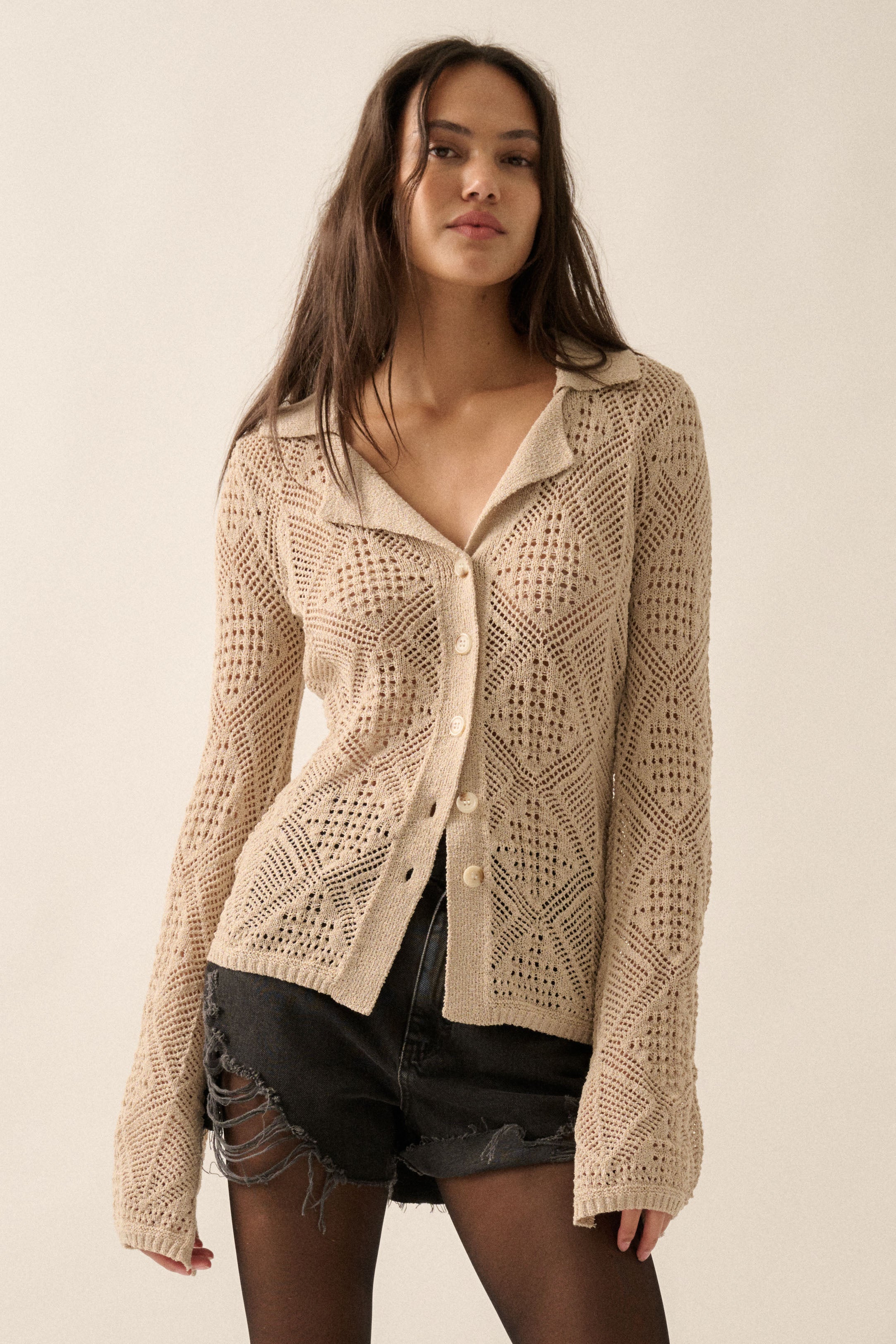 Ferry Crochet Sweater Knit Shirt – Soho Social