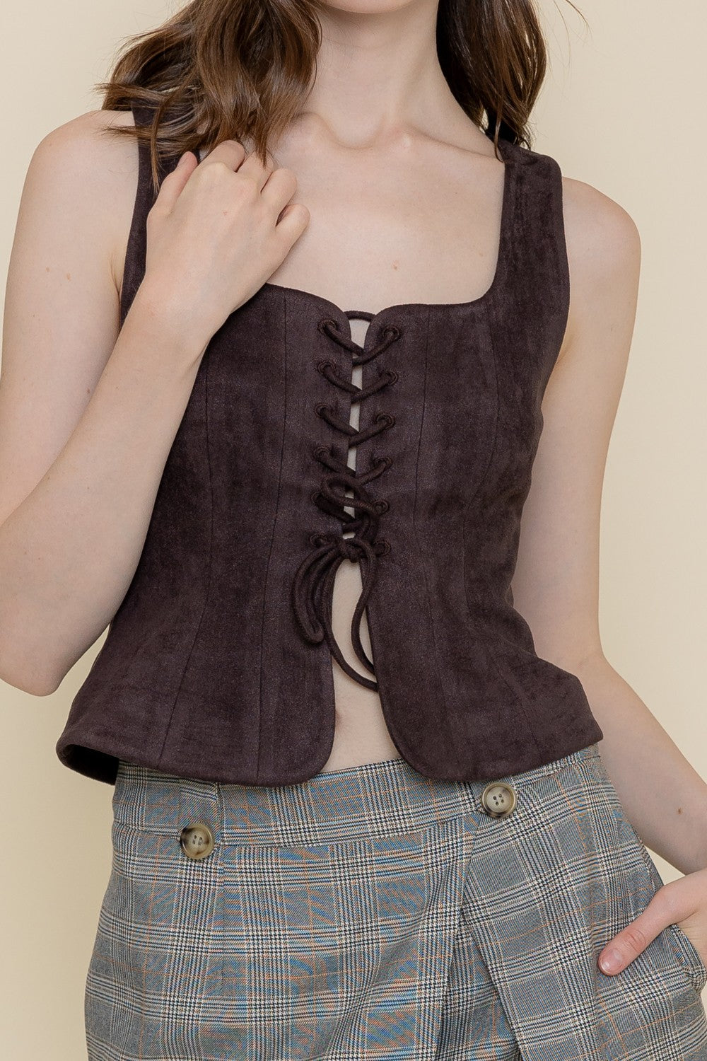 Espresso Faux Suede Top – Soho Social