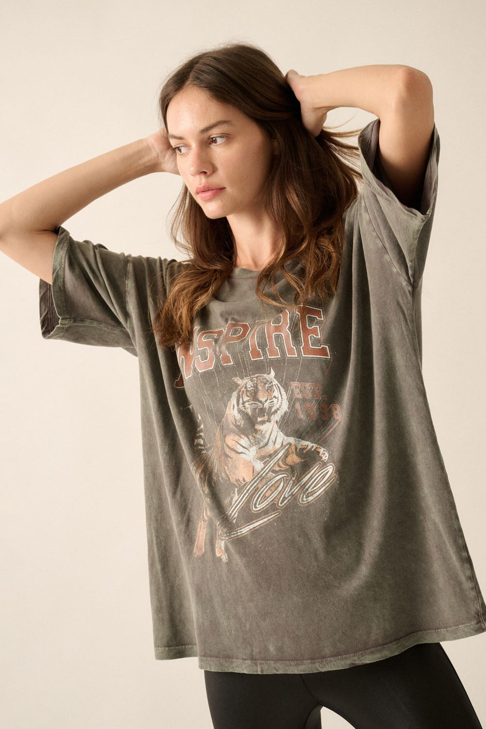 Inspired Tiger Vintage-Wash Oversize Graphic Tee – Soho Social