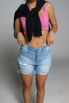 BROOKLYN DISTRESSED DENIM SHORT - Soho Social