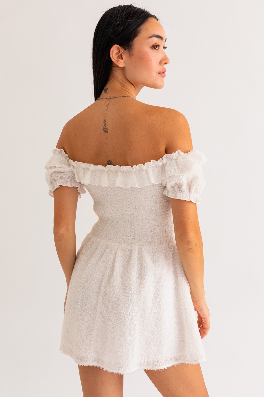 CAROLINA OFF SHOULDER MINI DRESS - Soho Social
