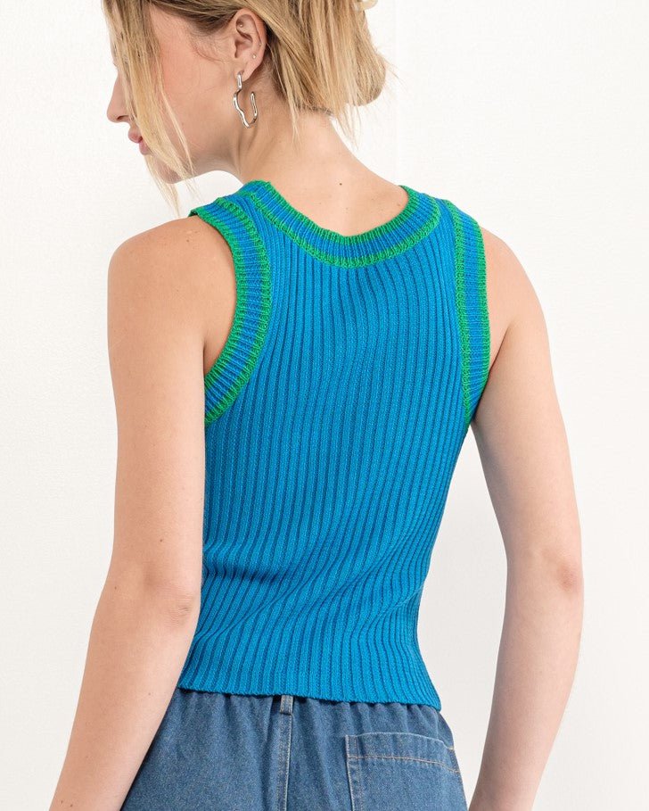 CORALIE CONTRAST RIB TANK - Soho Social