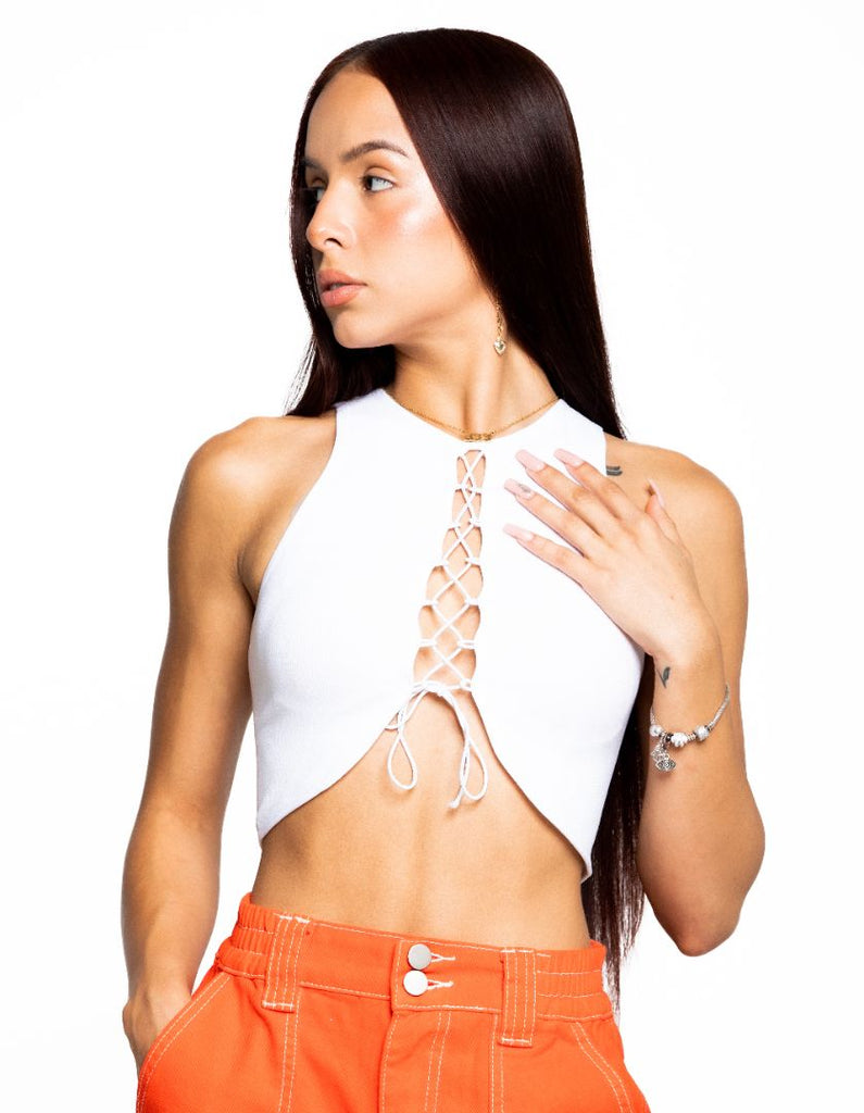 LADDIE FRONT LACE CROP TOP - Soho Social