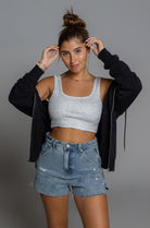 LAYER ME FLEECE CROP ZIP HOODIE - Soho Social