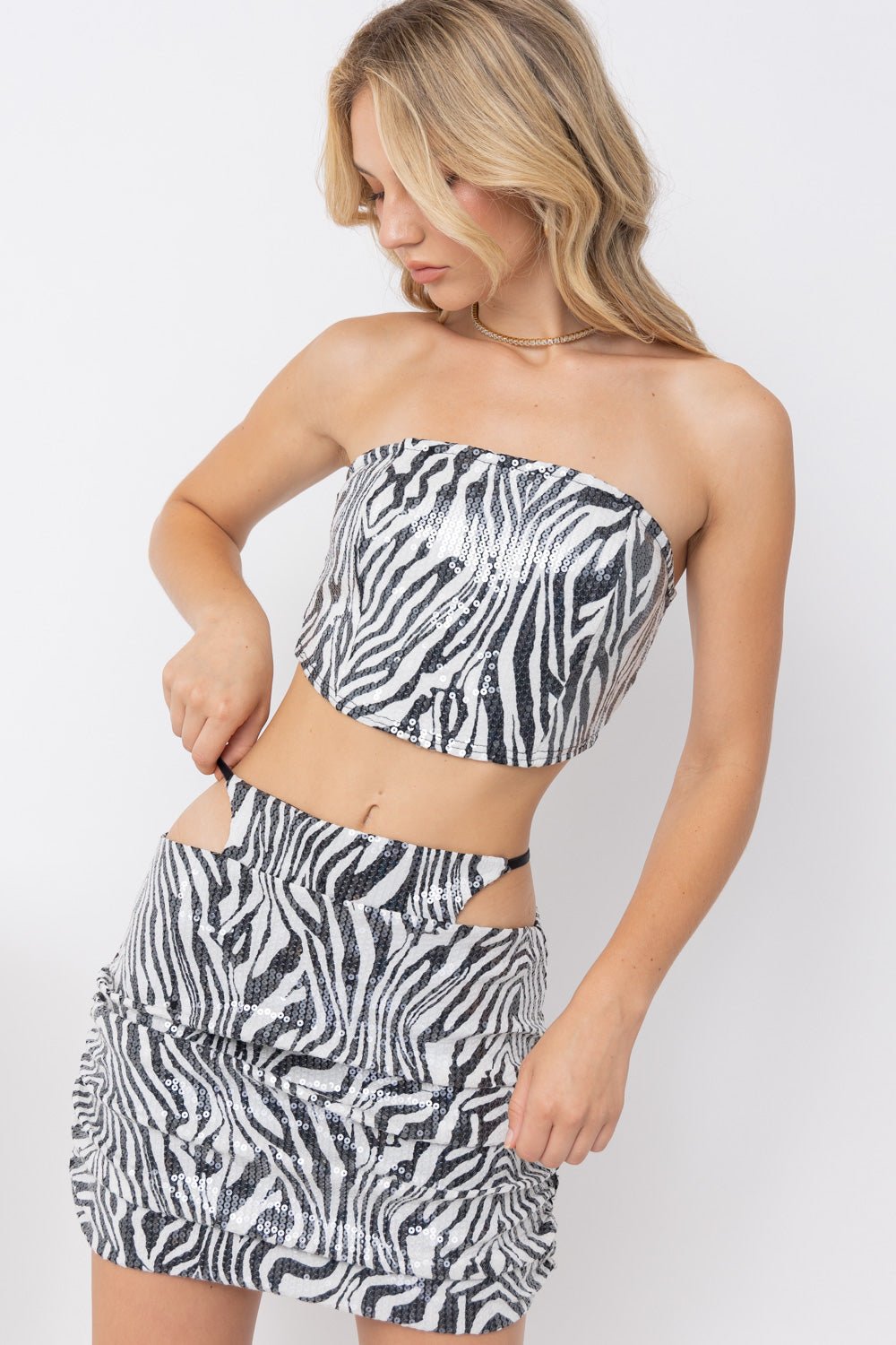 Millie Sequin Zebra Skirt SoHo Social