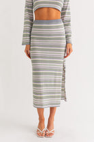 SAYLOR STRIPE MIDI SKIRT - Soho Social