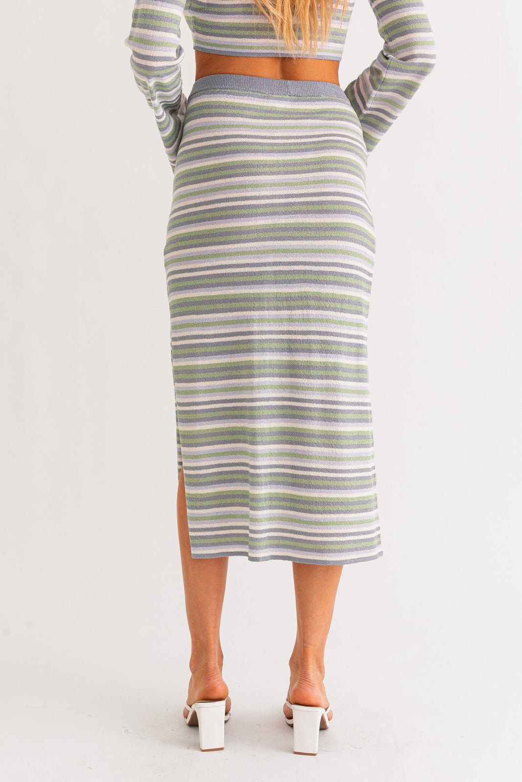 SAYLOR STRIPE MIDI SKIRT - Soho Social